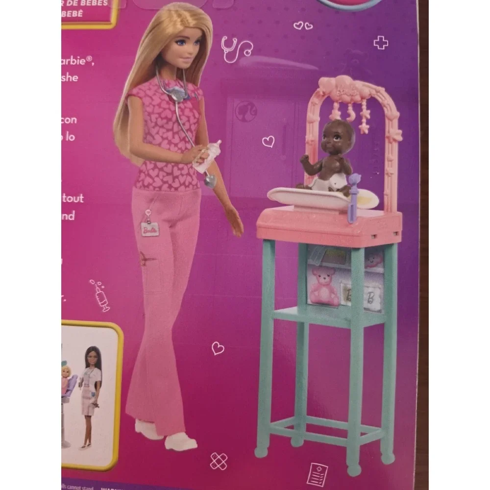 2023 Mattel Barbie Baby Doctor #JCR72 Barbie Doll in Pink Scrubs Jumpsuit